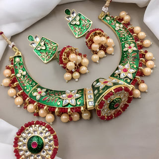 Jewel City Indian Gold Plated Meenakari Kundan Traditional Choker Bridal Necklace Jewelry