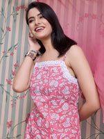 Thumbnail for Ode by House of Pataudi Floral Printed Pure Cotton Straight Kurti with Sharara & Dupatta - Distacart