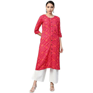 Anubhutee Women's Rayon Pink Ethnic Kurta with Palazzos - Distacart