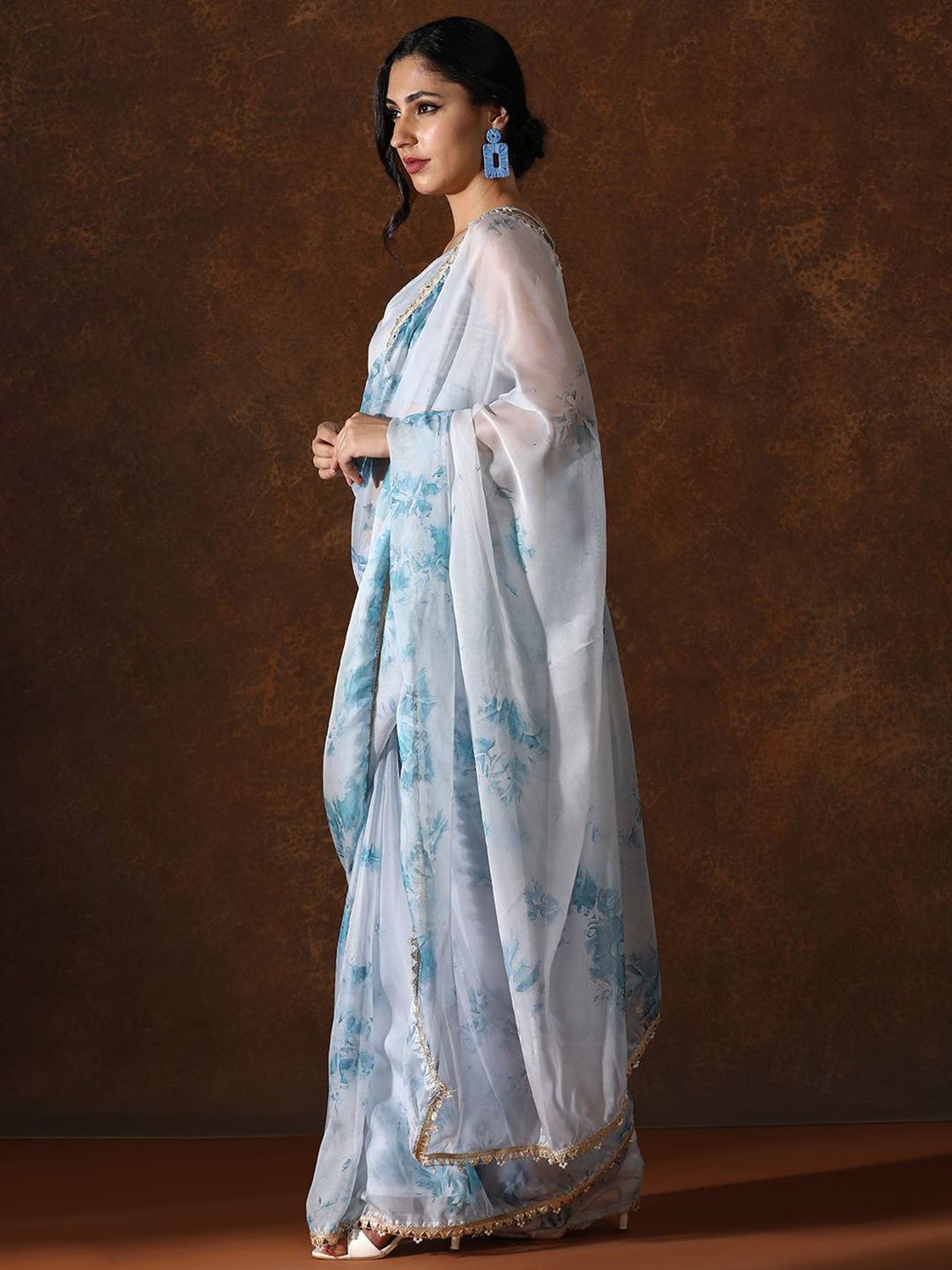 Mitera Tie and Dye Beads and Stones Pure Chiffon Saree