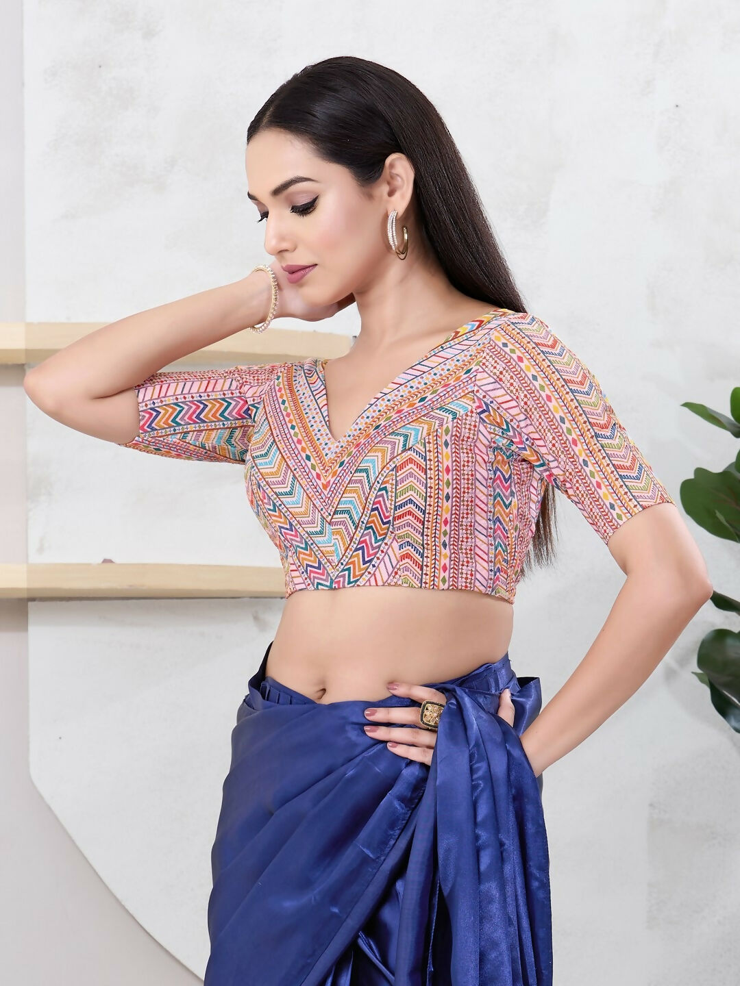 Joban Fashion Peach Shift Elbow Sleeveless Back Open Blouse