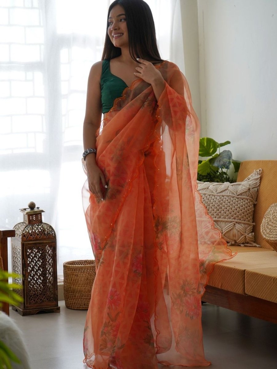 Anouk Floral Printed Saree - Distacart