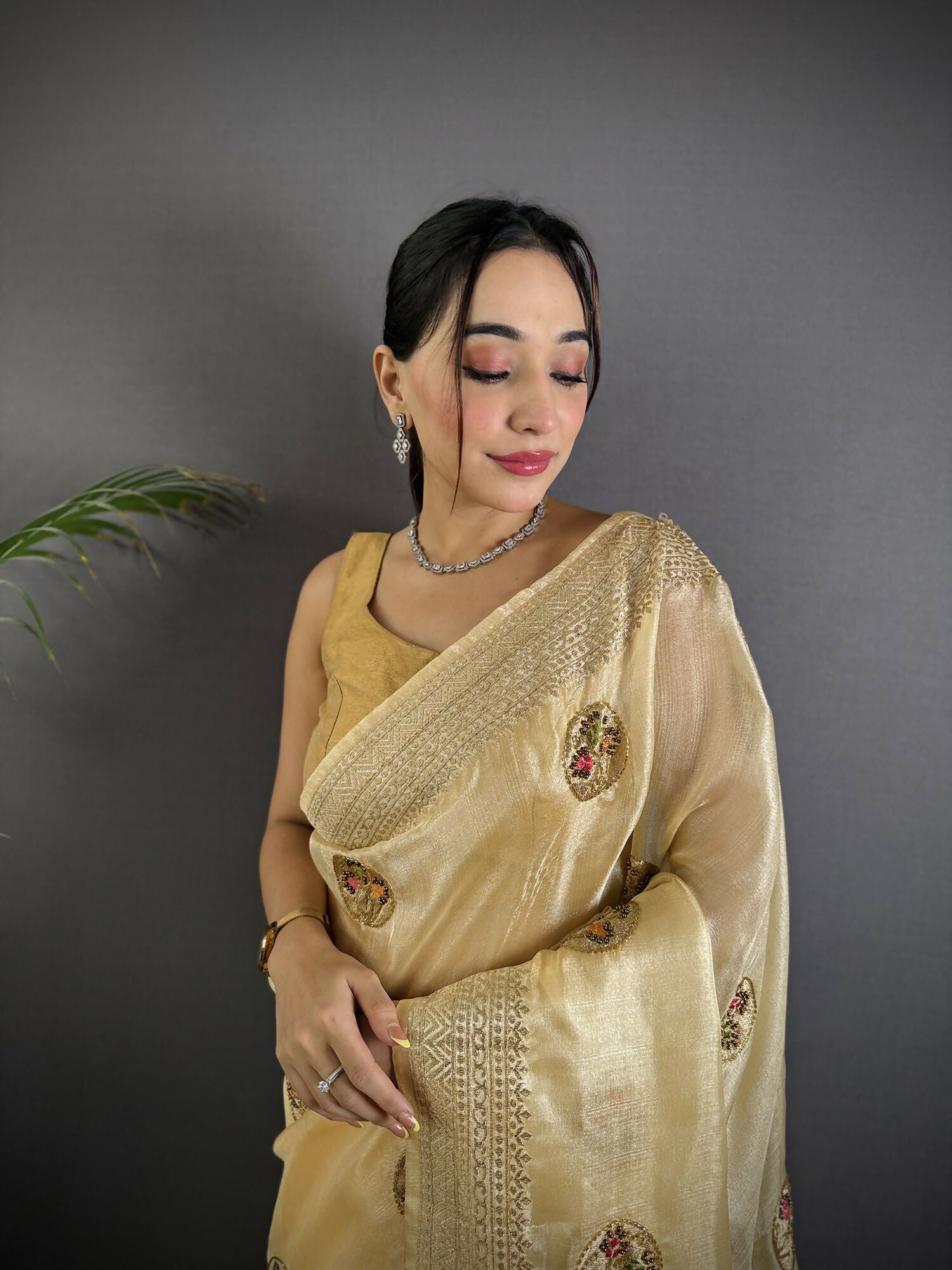 Joban Fashion Light Yellow Handloom Banarasi Organza Silk Khatali Butta Work Saree - Distacart