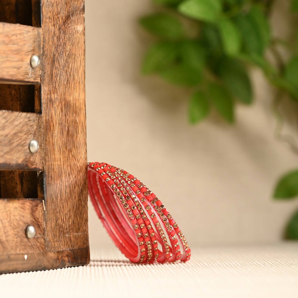 Afast Elegant Bridal & Wedding Party Fashion Bangle/Kada Set, Red, Glass, Pack Of 12 Model No- A21 - Distacart