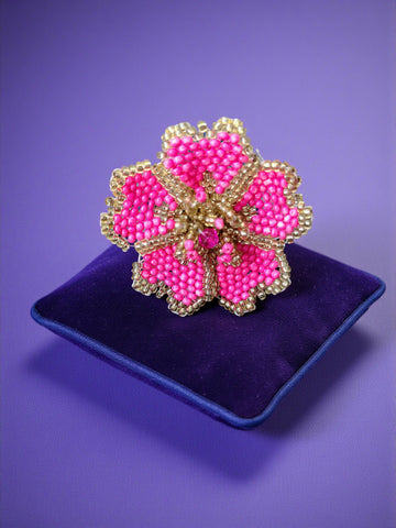 Inhanns Rang-E-Roshan Adjustable Ring – Handmade Crystal Statement Ring - Pink - Distacart