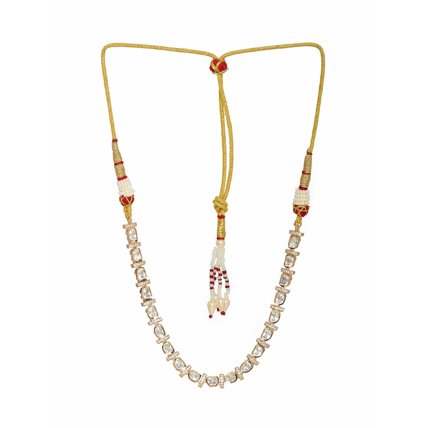 Kundan and American Diamond Neckpiece (Gold) - Ruby Raang - Distacart