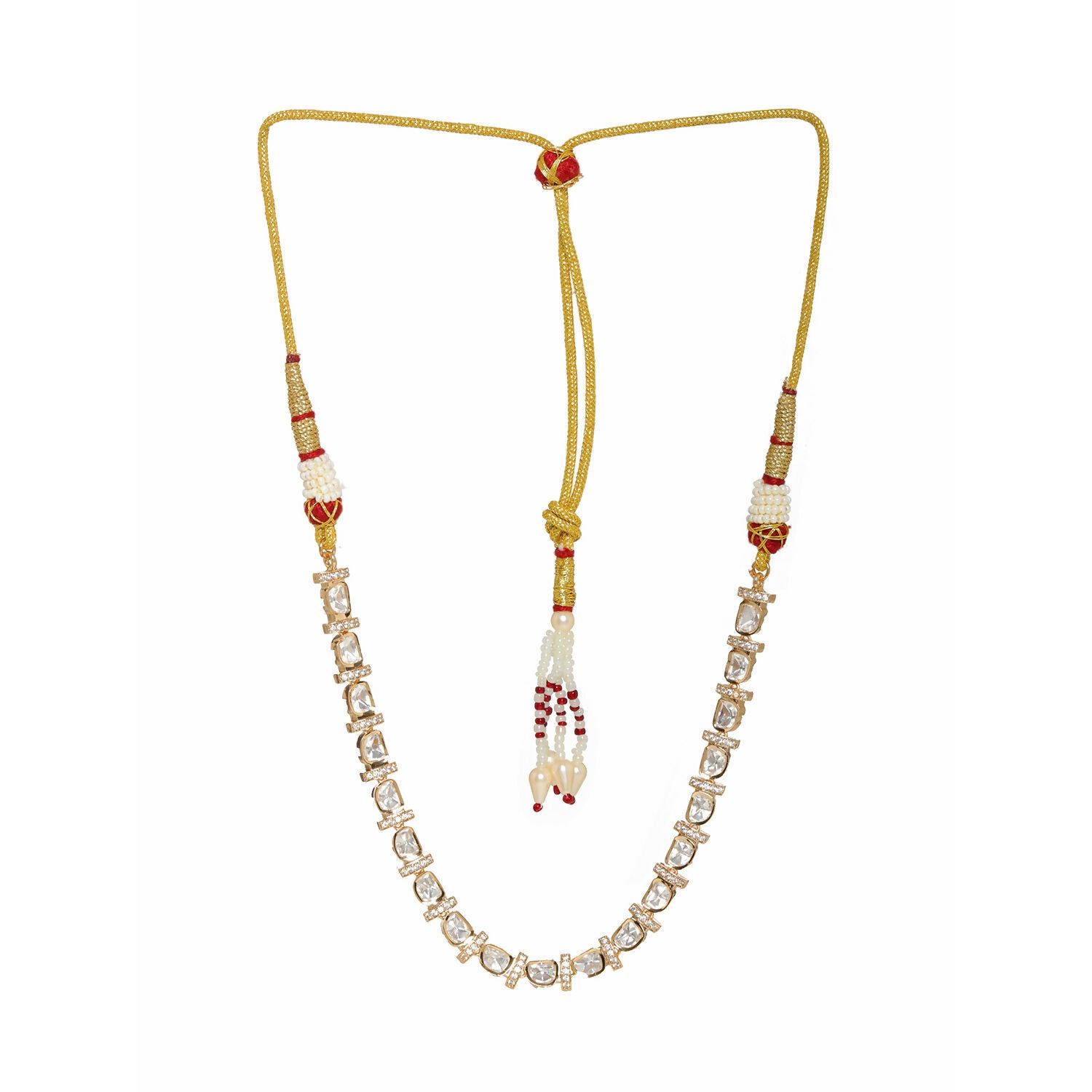Kundan and American Diamond Neckpiece (Gold) - Ruby Raang - Distacart