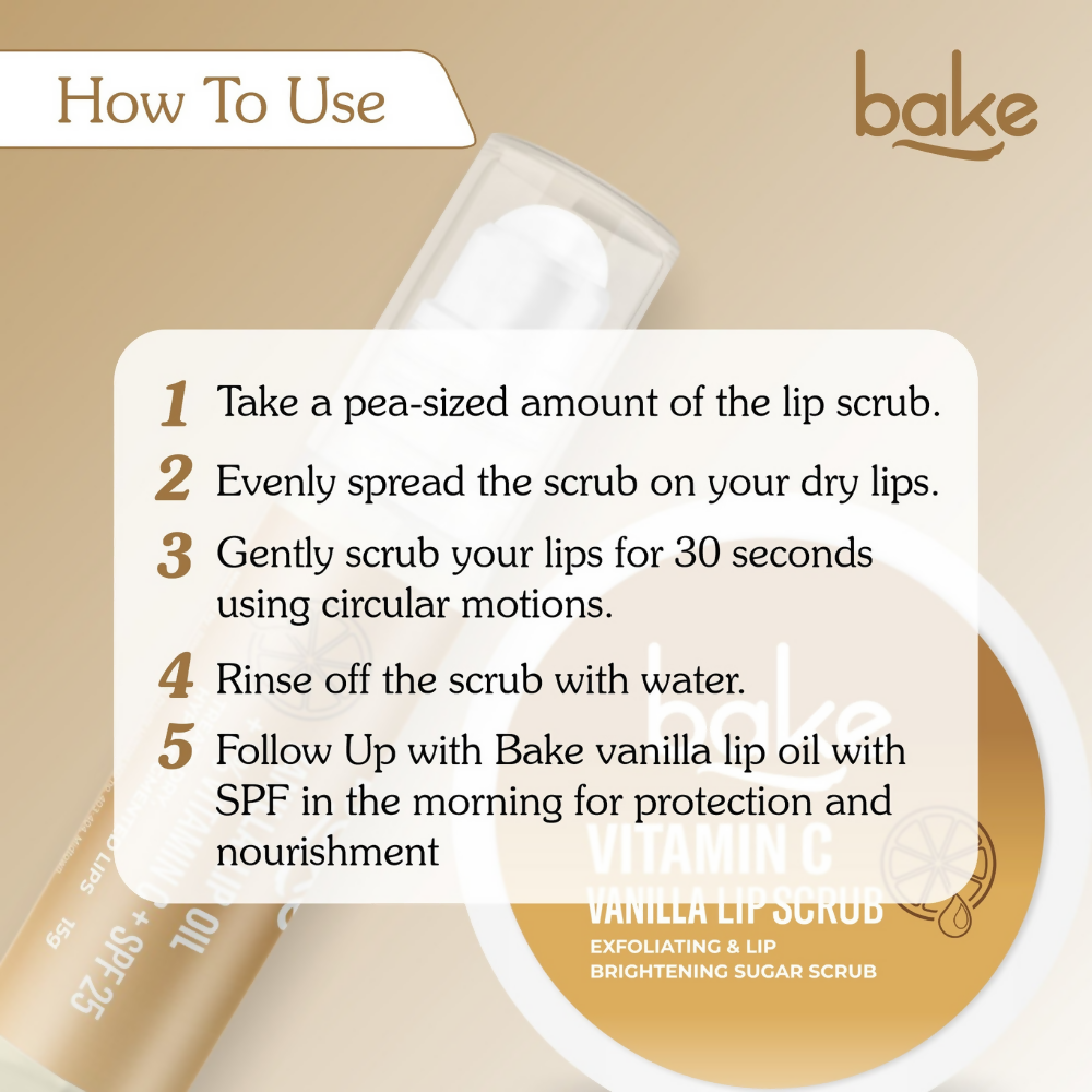 Bake Vitamin C Vanilla Lip Kit With Lip Balm SPF 25 & Lip Scrub For Dark & Pigmented Lips - Distacart