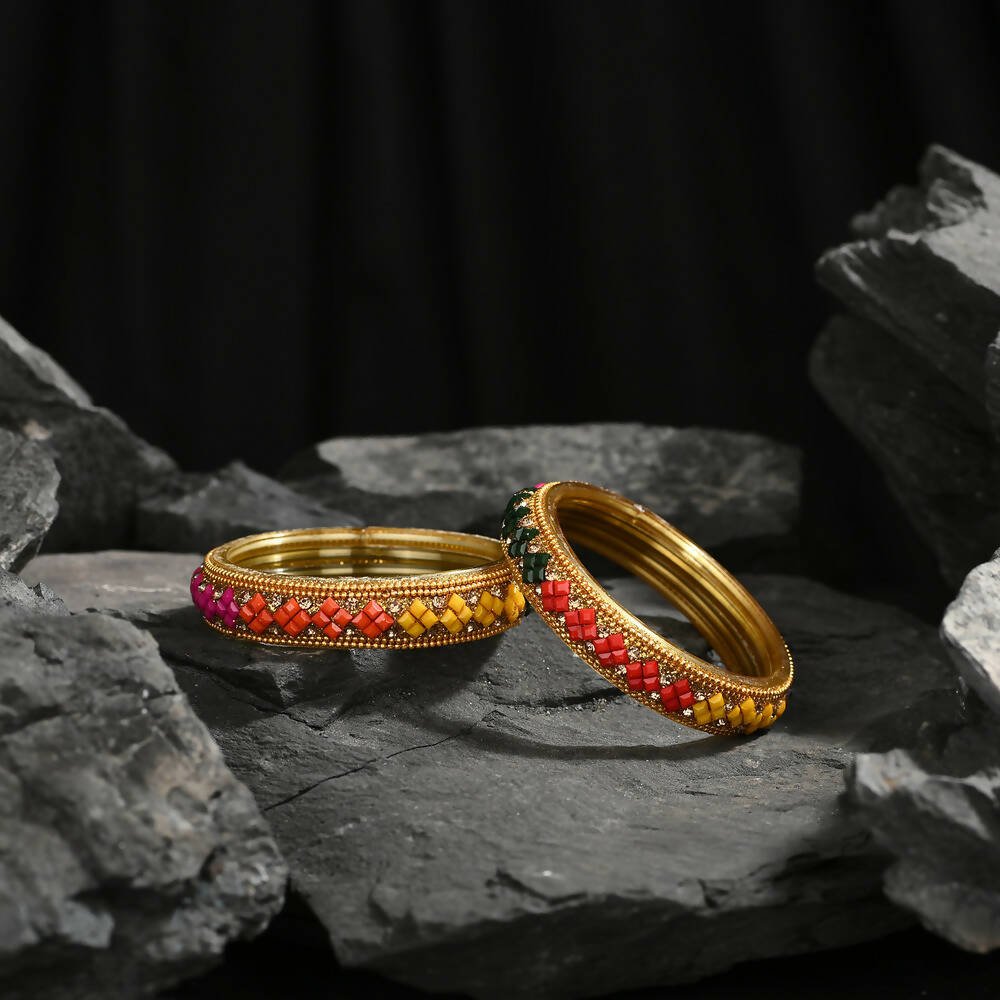 Afast Elegant Bridal & Wedding Party Fashion Bangle/Kada Set, Multi, Glass, Pack Of 4 Model No- A41 - Distacart