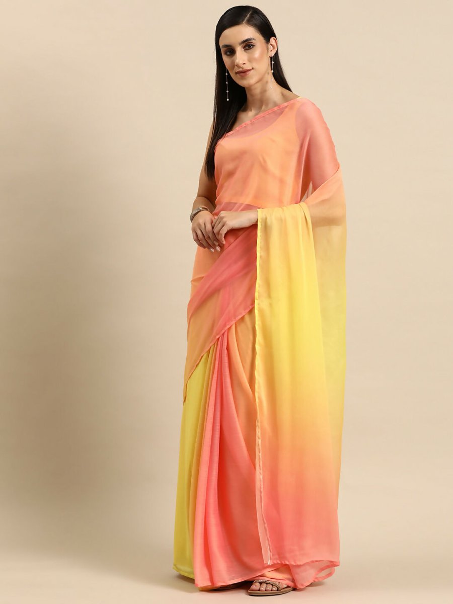 Ahalyaa Women's Traditional Semi Stitch Saree - Yellow - Distacart