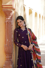 Thumbnail for Aastha Fashion Green Faux Georgette Printed Gown With Dupatta - Distacart