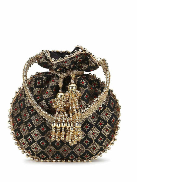 Joban Fashion Embellished Potli Bag - Black