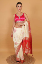 Thumbnail for Joban Fashion Silk Zari And Sequence Work Padded Blouse - Hot Pink