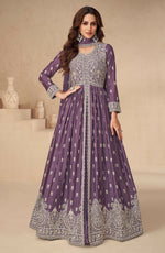 Thumbnail for Anaita Dark Purple Chinon With Sequence Embroidery Salwar Suit - Distacart