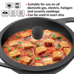 Thumbnail for Hawkins Futura Cast Iron Nonstick Kadai with Glass Lid - Black (CIK15G)