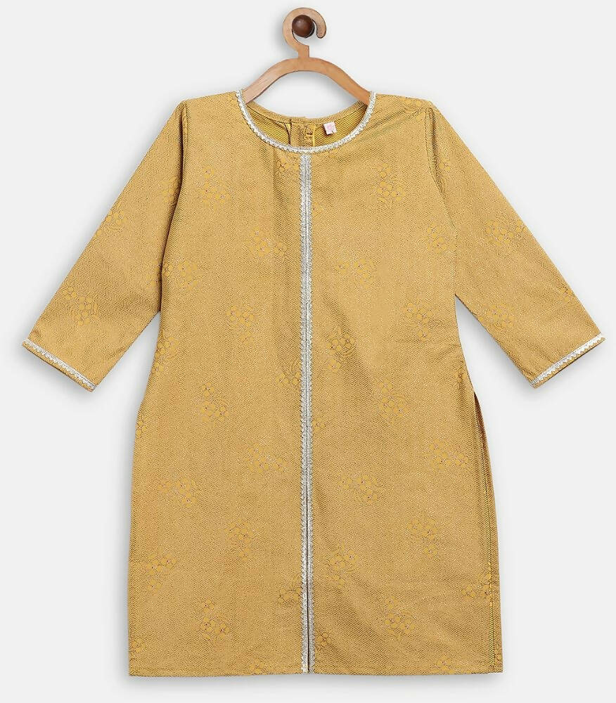 Ahalyaa Mustard Crepe Straight Kids Kurta Palazzo Set For Girls - Distacart