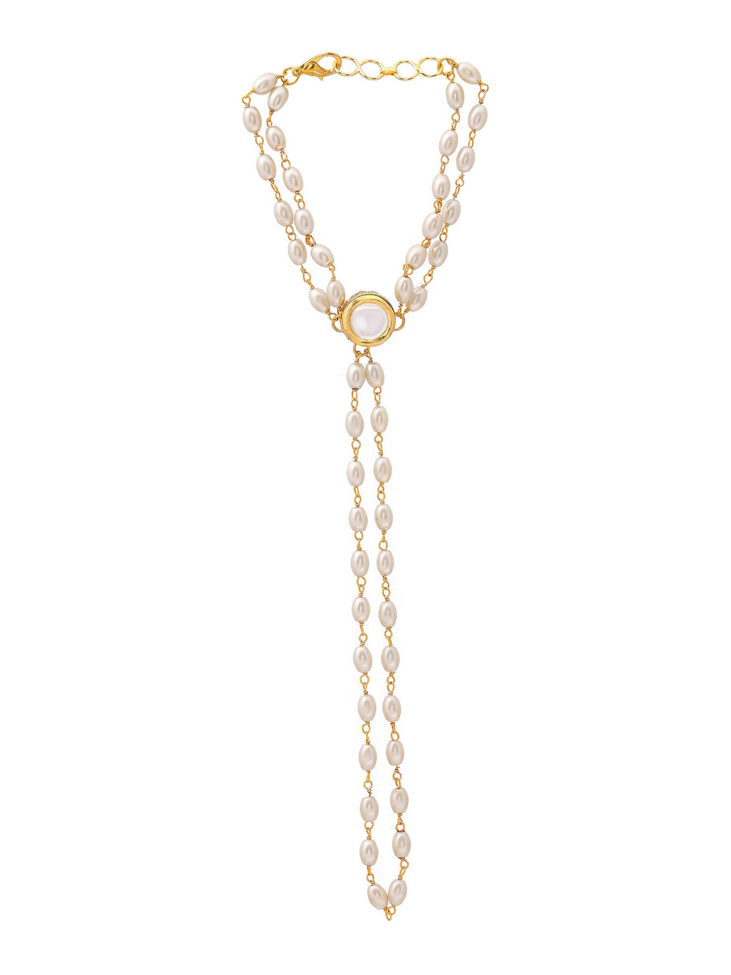 Ruby Raang Gold Kundan & Pearl Haath Phool - Distacart