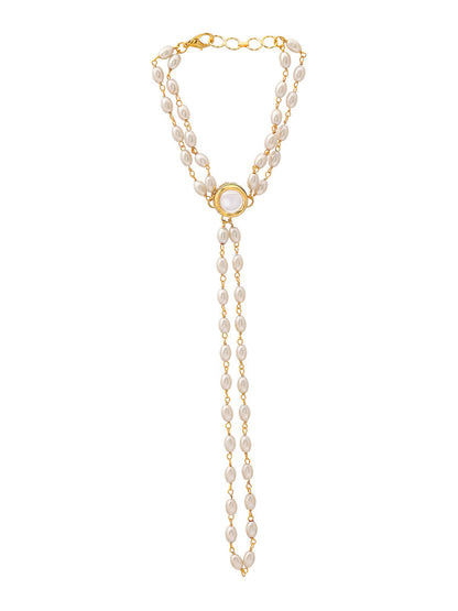 Ruby Raang Gold Kundan & Pearl Haath Phool - Distacart