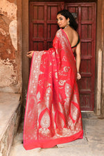 Thumbnail for Joban Fashion Red Soft Pure Handloom Banarasi Silk Saree