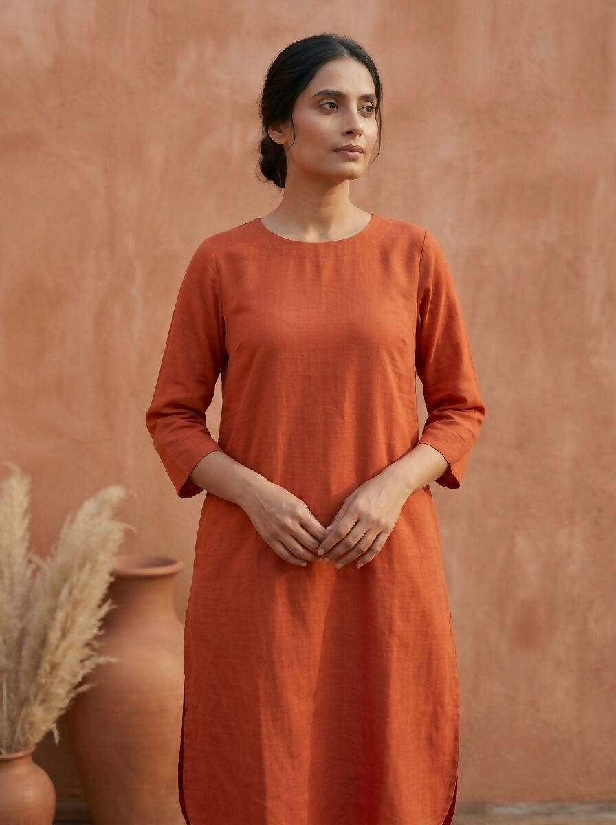 Gharana India Aira Rust Orange Cotton Co-ord Set - Dista