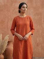 Thumbnail for Gharana India Aira Rust Orange Cotton Co-ord Set - Dista