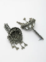 Thumbnail for NVR Women's Silver Plated Mirror Work Oxidised Contemporary Jhumka Earrings - Distacart