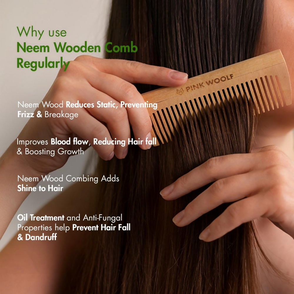 Pink Woolf Neem Wood Comb - Dista