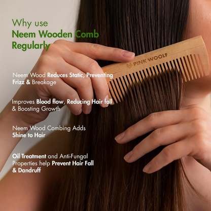 Pink Woolf Neem Wood Comb - Dista