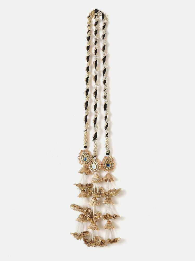 Ruby Raang Gold Gota Pati Work And Black Thread And Mirrors With Gold Stones And Mor Pankh Motif - Distacart