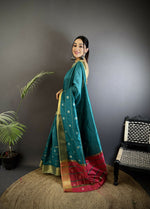 Thumbnail for Joban Fashion Sea Green Bhagalpuri Cotton Silk Stripes/Box Saree