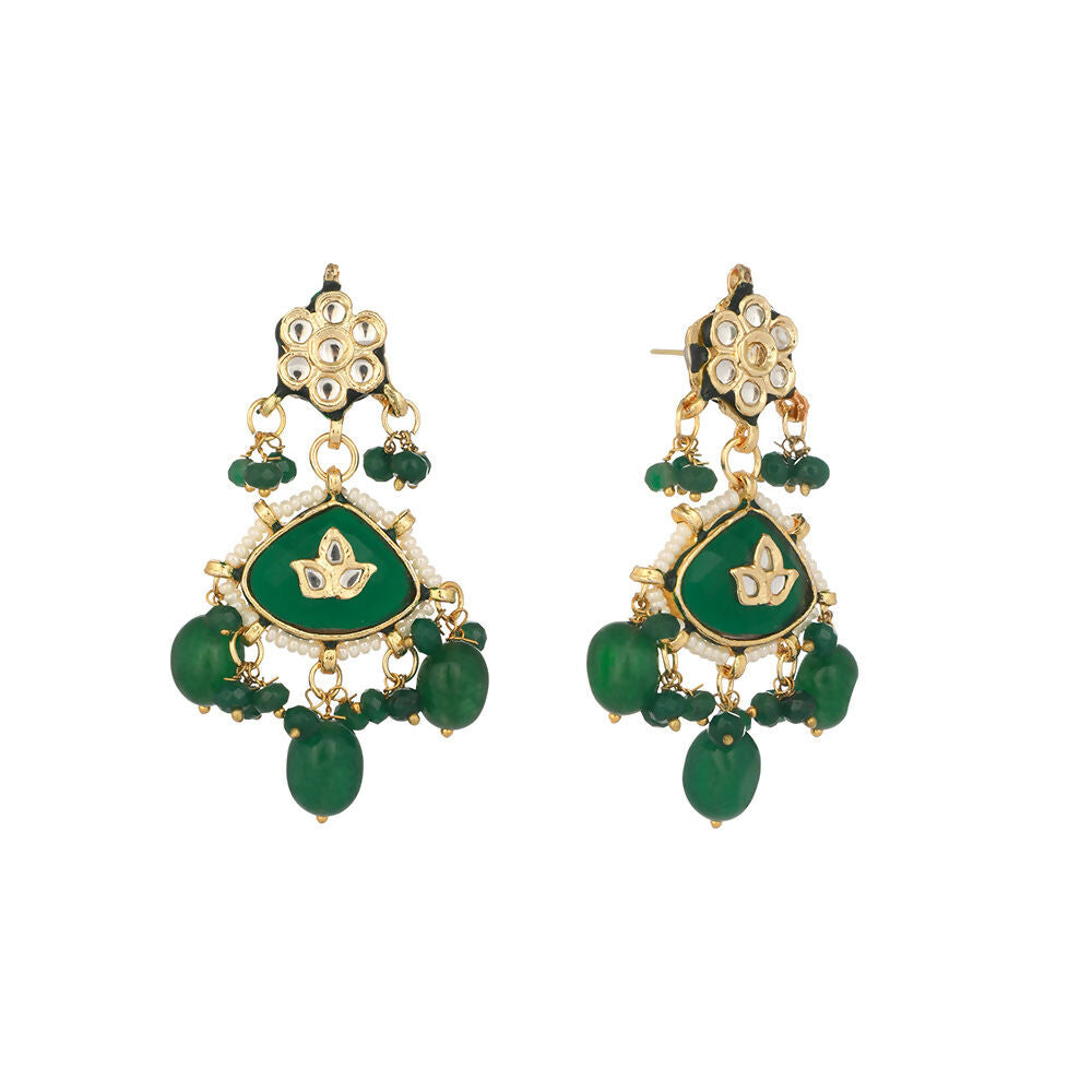 Nuyug 22K Gold Plated Arc Kundan Ruby Drops Necklace - Distacart