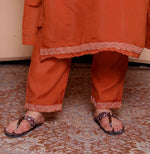 Thumbnail for Miravan Women's Plus Size Orange Embroidered Straight Kurta with Palazzo and Dupatta set - Distacart