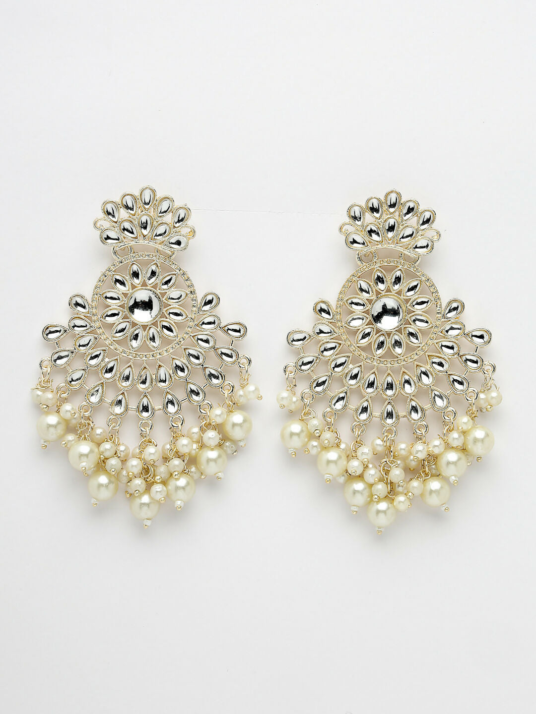 NVR Women Gold-Plated Kundan Chandbali Earrings - Distacart