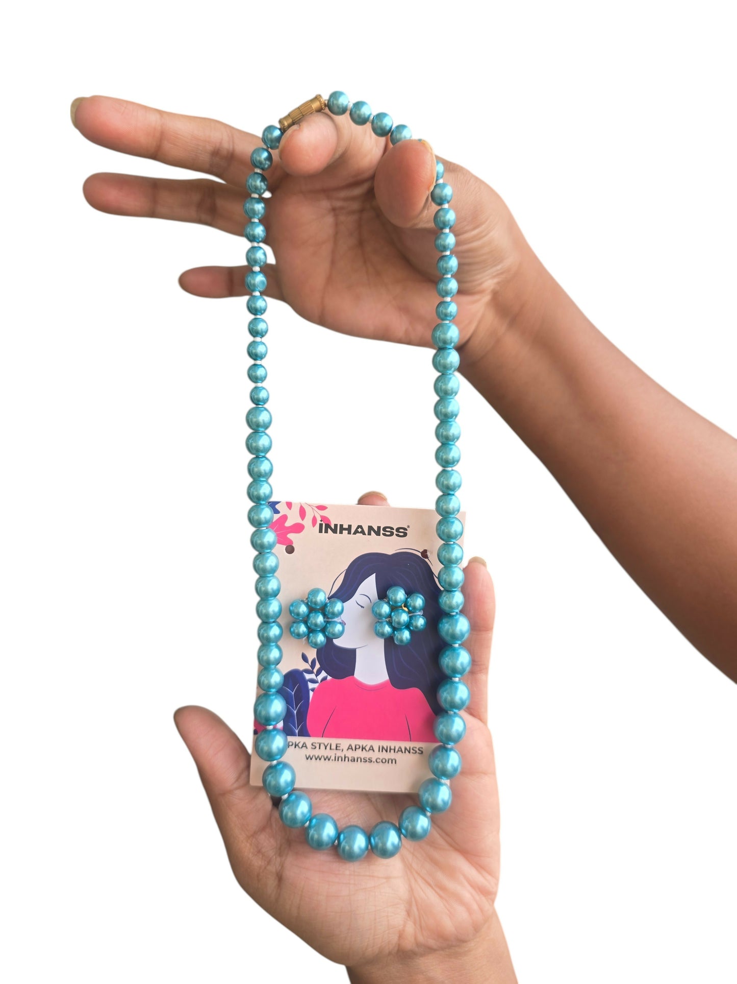 Inhanns Spectrum Everyday Pearl Sets - Single Strand - Skyblue - Distacart