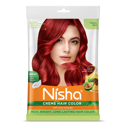 Nisha Creme Hair Color for Women - Flame Red - Distacart