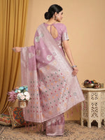 Thumbnail for Shree Shyam Fashion Purple Linen Cotton Saree - Distacart