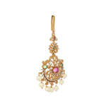 Thumbnail for Nuyug 18K Gold Plated Ethereal Gulabi Stone Maang Tikka