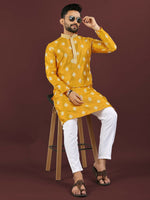 Thumbnail for Anaita Yellow Embroidered Silk Straight Kurta - Distacart