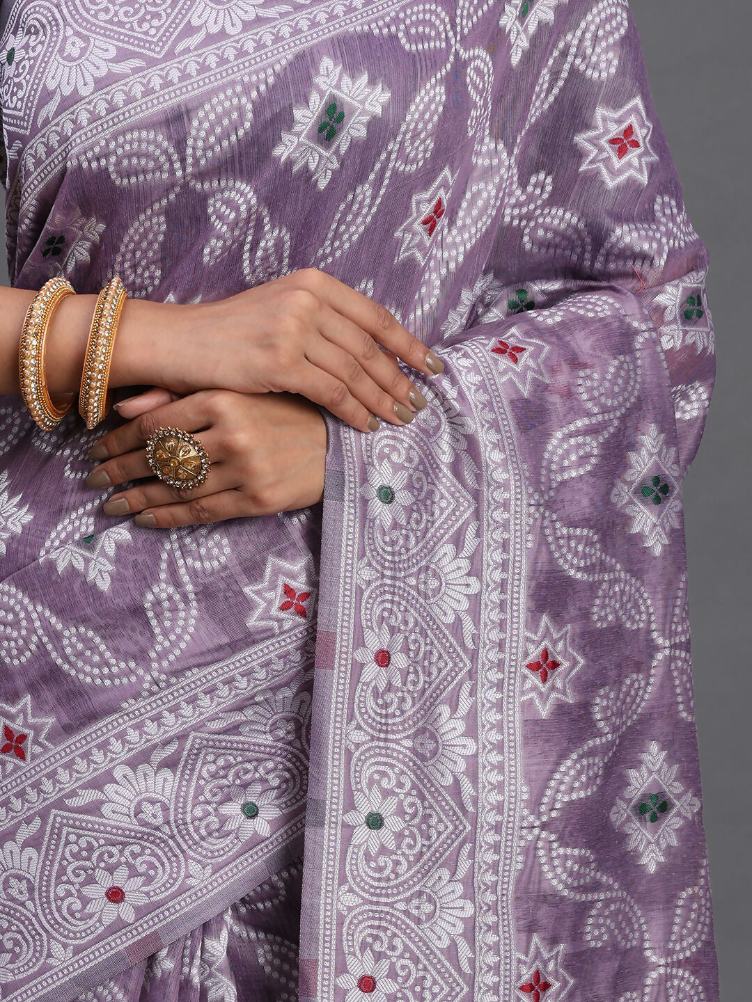 Astita Linen Cotton Violet Saree