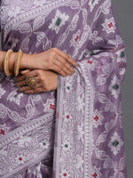 Thumbnail for Astita Linen Cotton Violet Saree