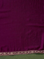 Thumbnail for Sangria Floral Embroidered A-Line Kurta & Trousers With Dupatta