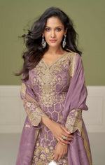 Thumbnail for Anaita Purple Real Shimmer Readymade Suit with Embroidery & Real Mirror Work - Distacart