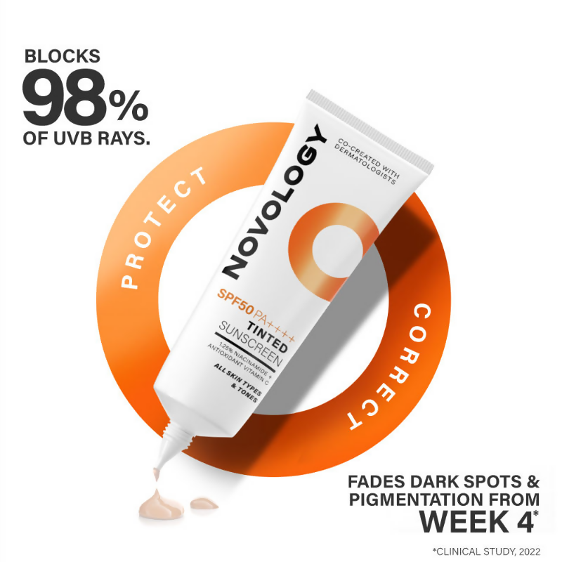 Novology SPF 50 PA++++ Tinted Sunscreen - Distacart