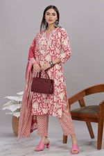 Thumbnail for BulBul Firdous Red Rayon Kurta Set with Dupatta