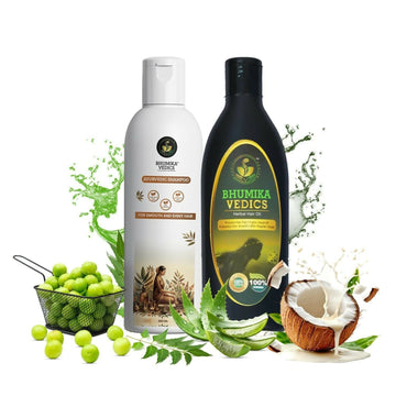 Bhumika Vedics Herbal Hair Oil & Ayurvedic Shampoo Combo - Distacart