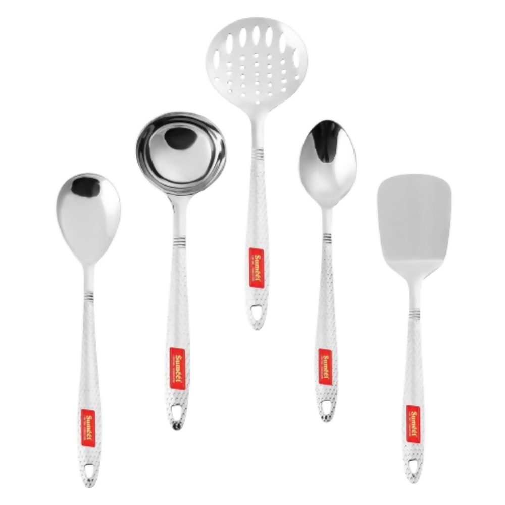 Sumeet Stainless Steel Big Serving and Cooking Spoon Set - Dista