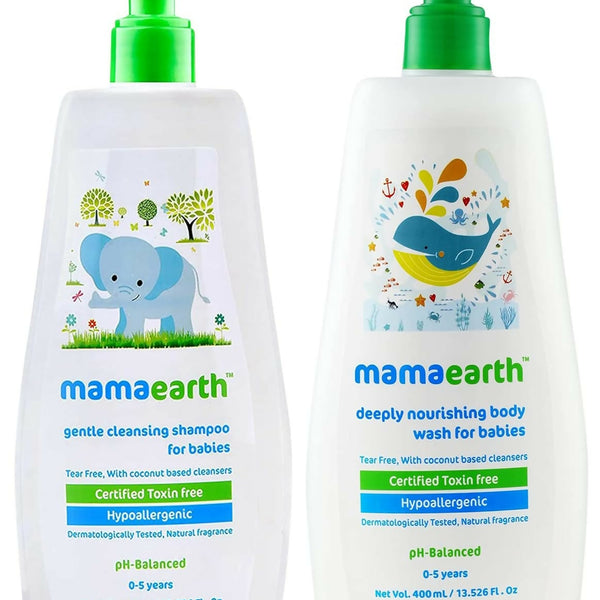 Mamaearth Gentle Cleansing Natural Baby Shampoo & Mamaearth Deeply Nourishing Natural Baby Wash - Distacart