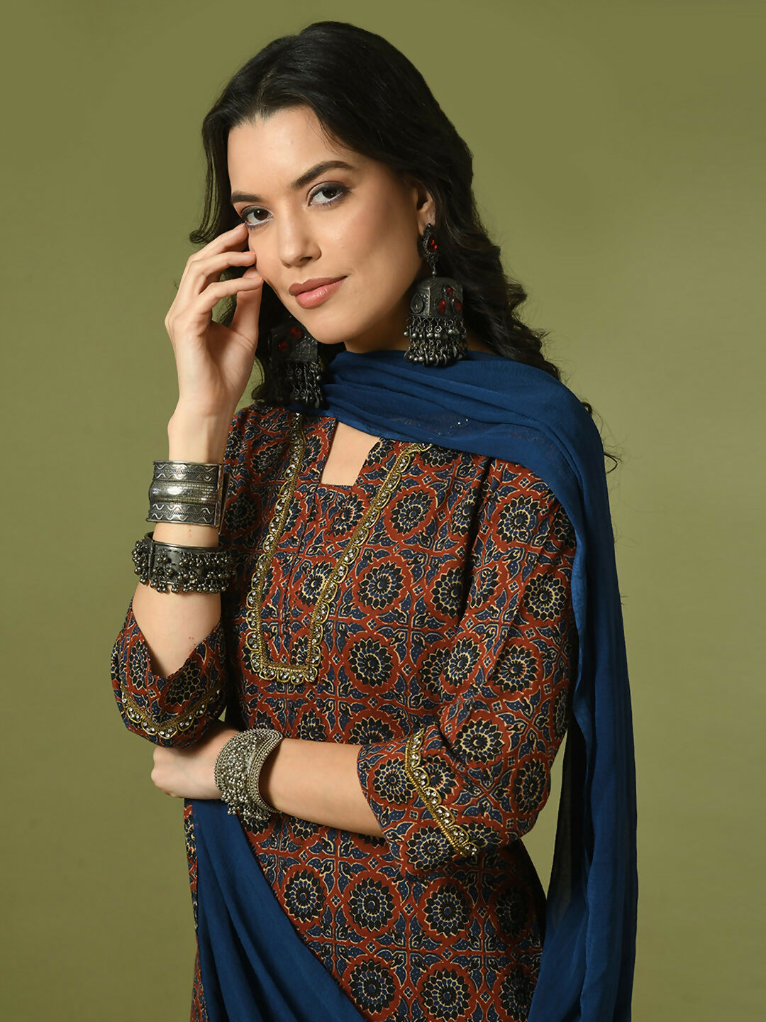 Myshka Women's Multi Printed Cotton Straight Party Kurta Set With Dupatta - Distacart
