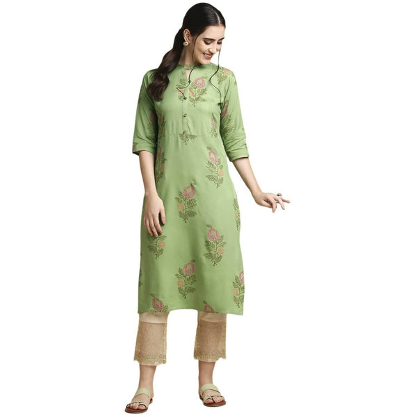 Anubhutee Women Printed Straight Light Green Kurta - Distacart