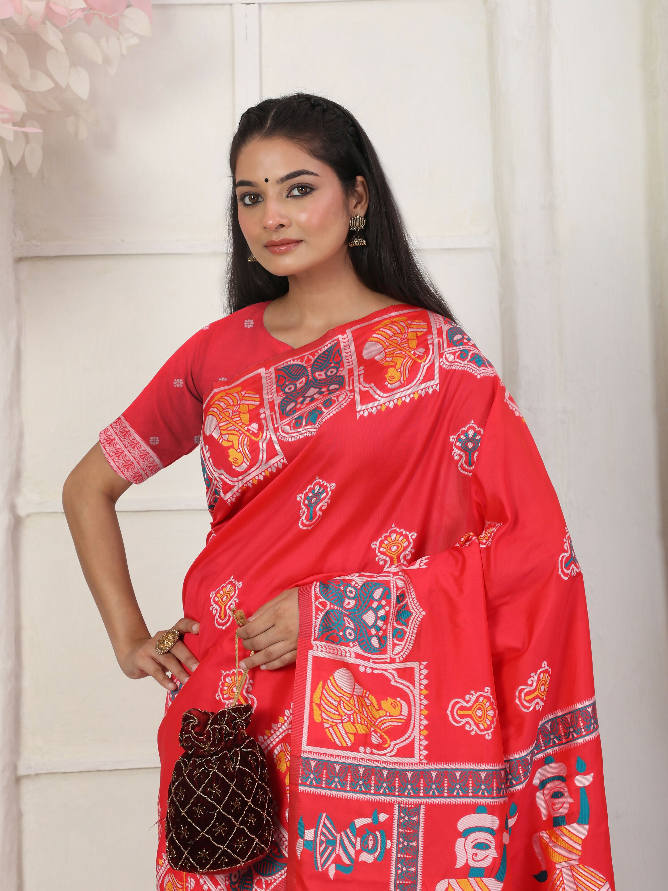 Astita Silk Blend Red Saree